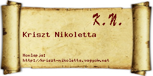 Kriszt Nikoletta névjegykártya